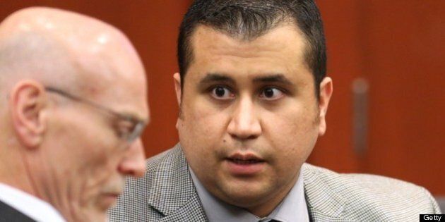 SANFORD, FL - JULY 02: George Zimmerman, with attorney Don West (left), during a recess on the 17th day of Zimmerman's trial in Seminole circuit court, July 2, 2013 in Sanford, Florida. Zimmerman is charged with second-degree murder for the February 2012 shooting death of 17-year-old Trayvon Martin. (Photo by Joe Burbank-Pool/Getty Images)