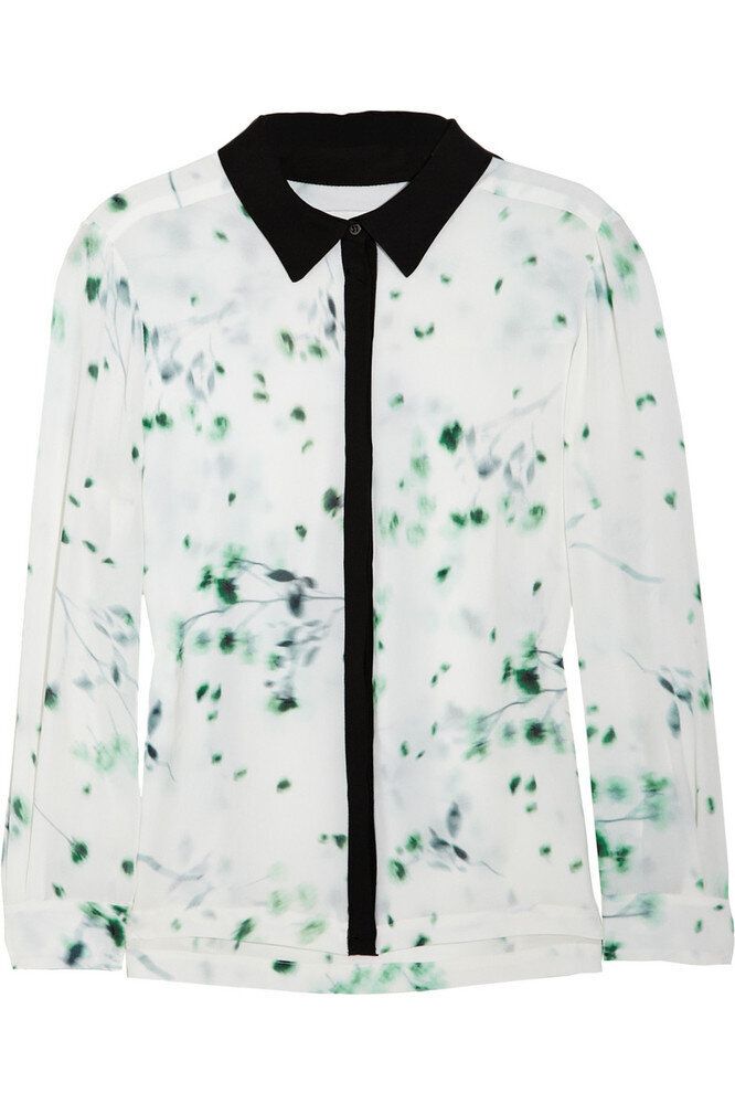 A.L.C. Gillian Printed Washed Silk-Georgette Blouse