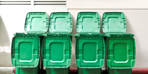 large green trash cans garbage ...