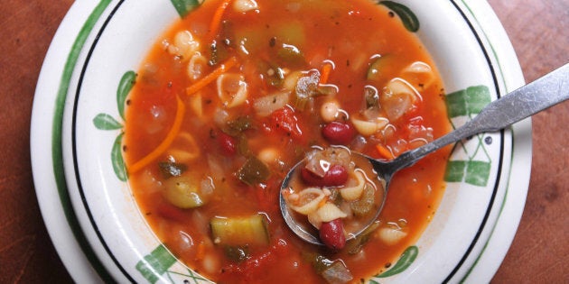 FALLS CHURCH, VA - AUGUST 14: A bowl of minestrone soup is seen at Olive Garden Italian Restaurant on Wednesday August 14, 2013 in Falls Church, VA. (Photo by Matt McClain/ The Washington Post via Getty Images)