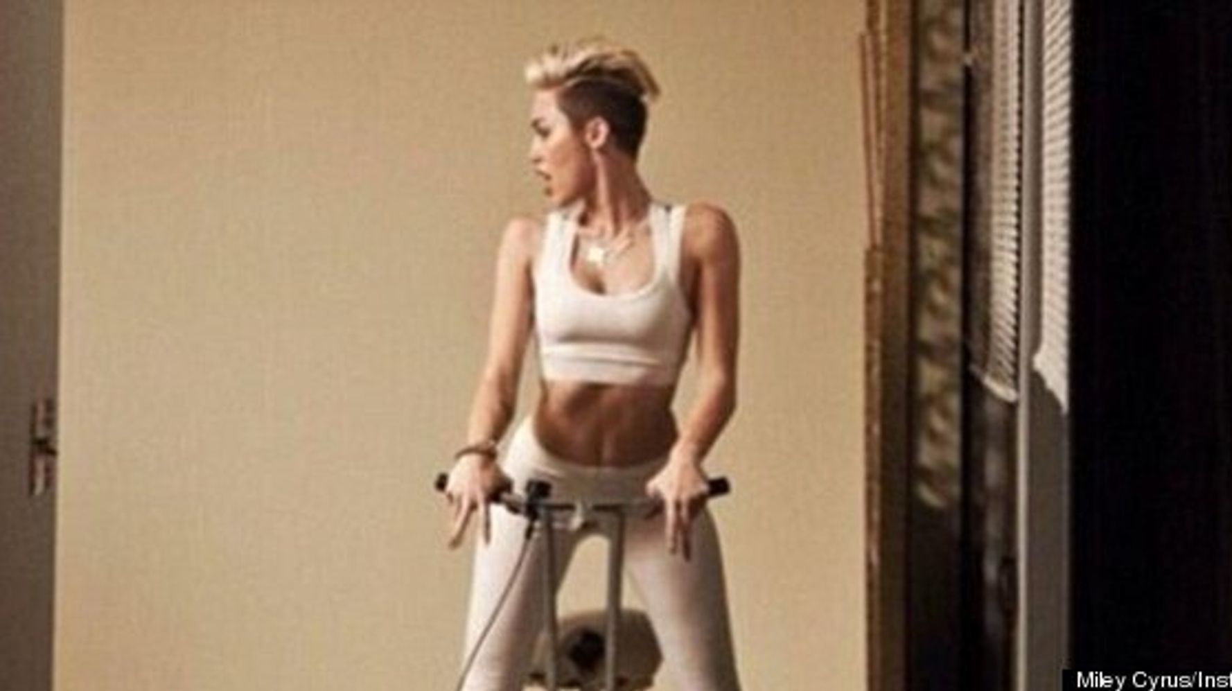 Miley Cyrus Sexy Workout Gear Instagram Pic Shows Singer Straddling