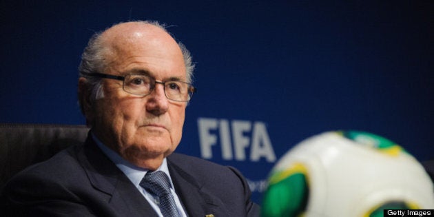 President of FIFA, Joseph Blatter, attendsthe press conference following the meeting of the FIFA executive comittee in Zurich, on March 21, 2013. AFP PHOTO / SEBASTIEN BOZON (Photo credit should read SEBASTIEN BOZON/AFP/Getty Images)