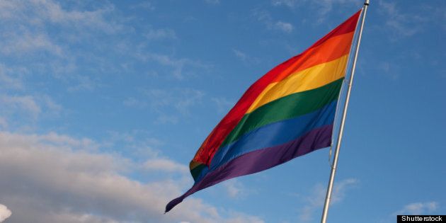 huge rainbow gay pride flag...
