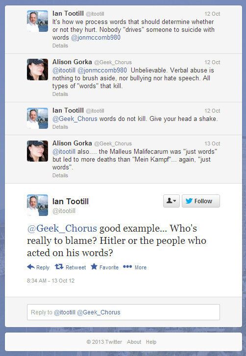 Ian Tootill's 'Hitler' Tweet