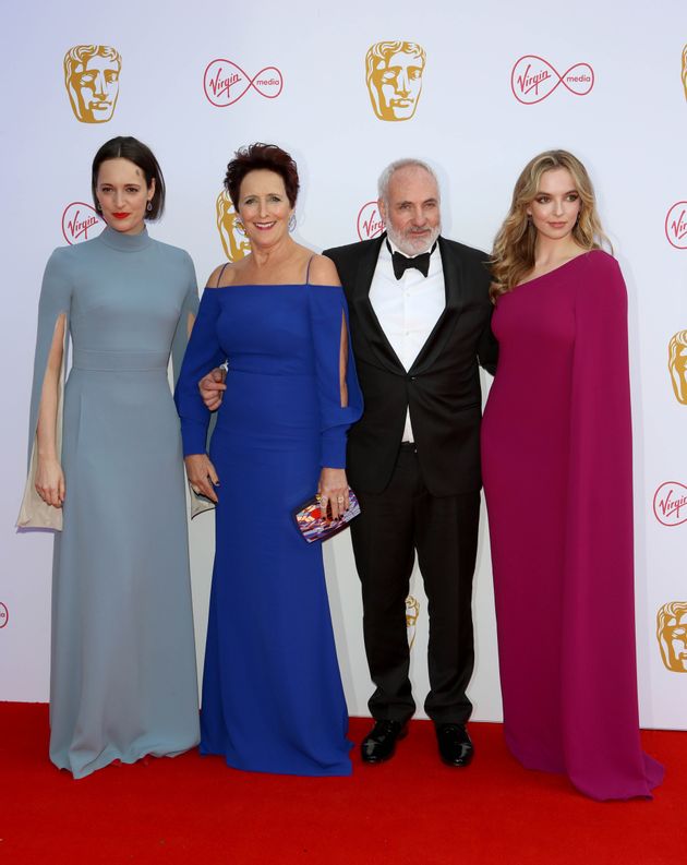 The cast of Killing Eve with creator Phoebe Waller-Bridge