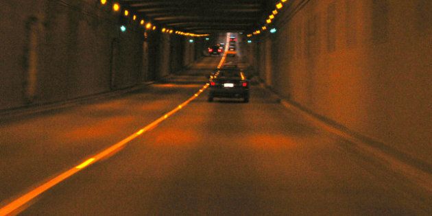 Description 1 A shot of the inside of the George Massey tunnel as I rode in a car through it. Image has been significantly brightened. | ...