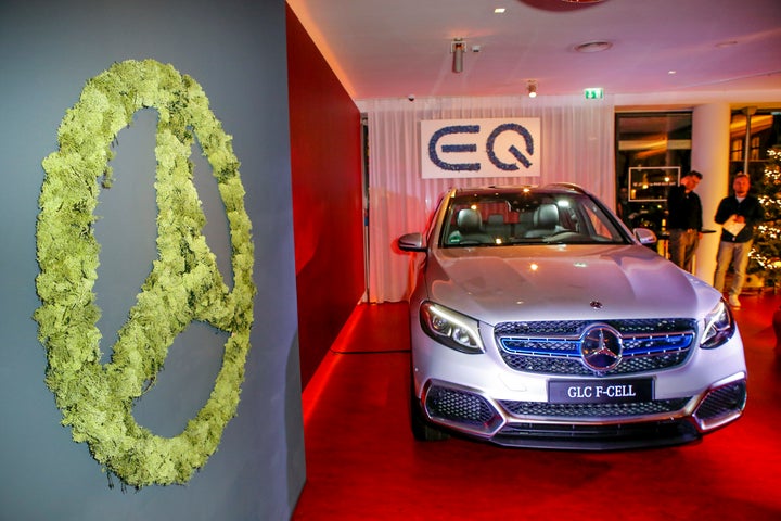 A new Mercedes hydrogen car on display during an event in Berlin on Dec. 10, 2018.