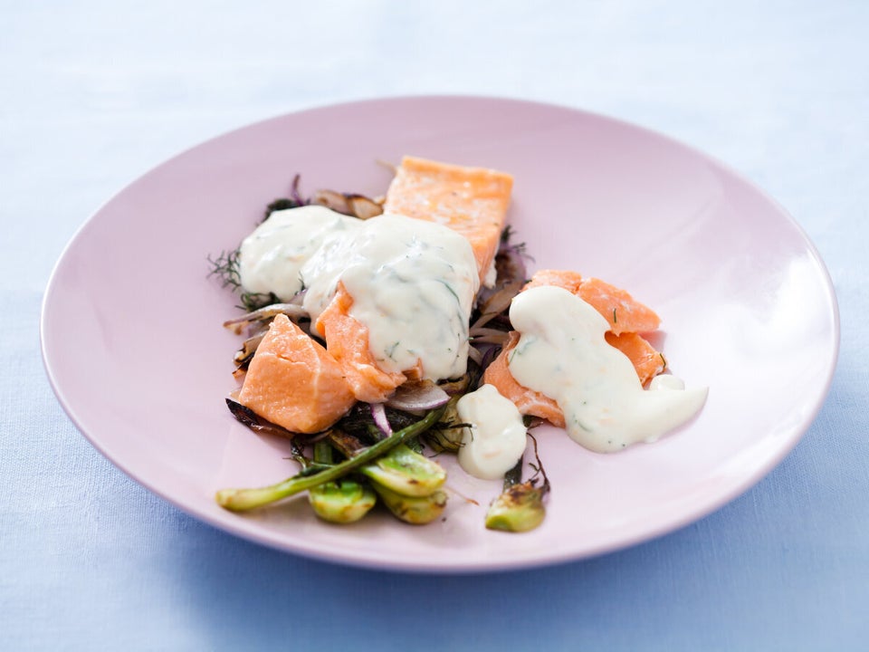 Roasted Salmon And Fennel With Orange Yogurt Sauce