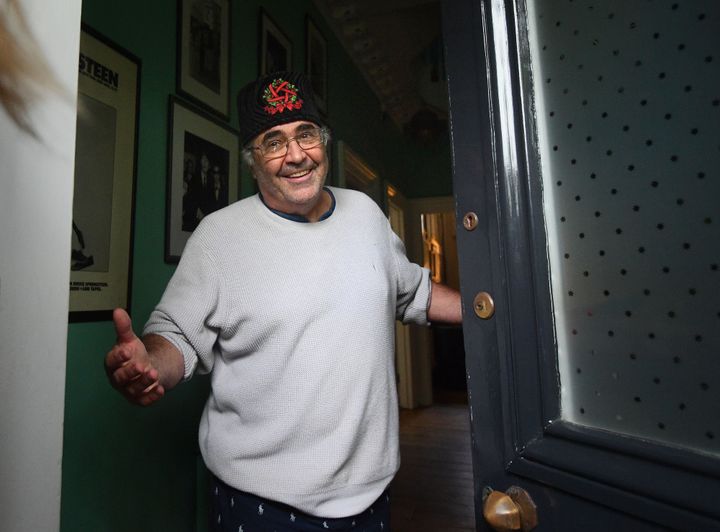 Danny Baker outside his London home last week 