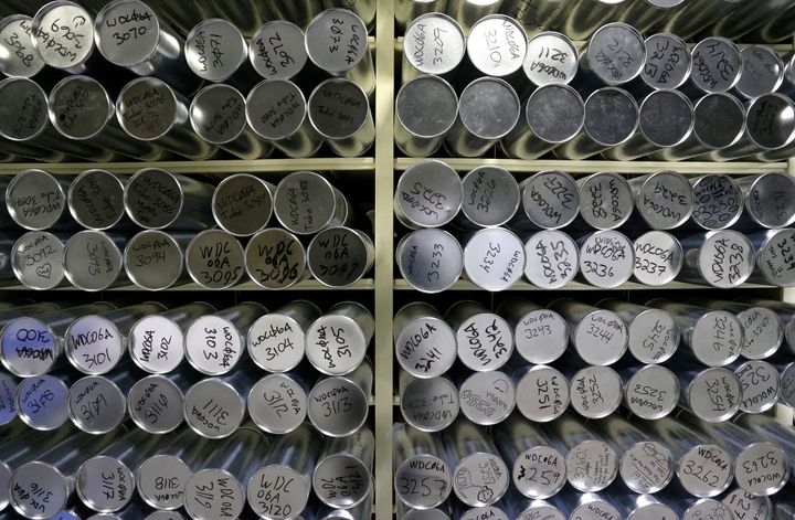 Ice core samples, like the ones stored here at the National Ice Core Laboratory in Colorado, have been used to measure CO2 levels in the atmosphere from thousands of years ago.