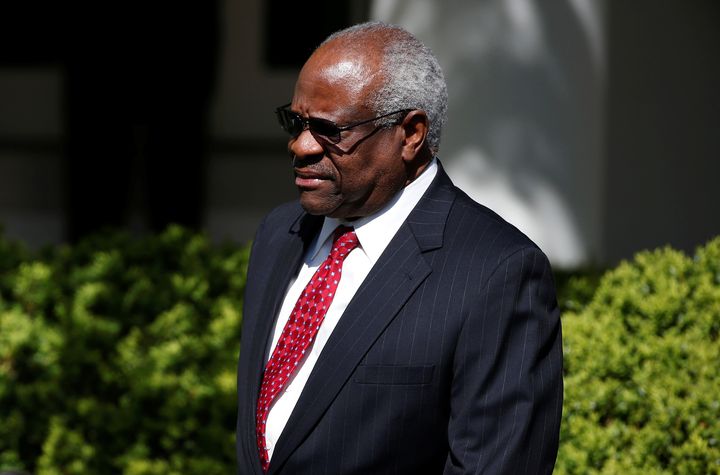 Justice Clarence Thomas arrives for the swearing in ceremony of Judge Neil Gorsuch in 2017.