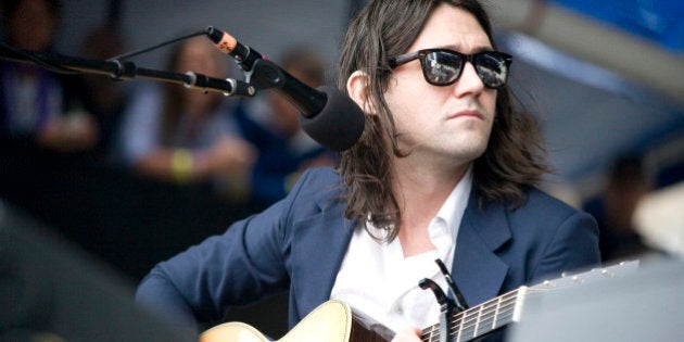 Conor Oberst on the big stage, with Dawes, Jonathan Wilson and Jim James. Photo by Laura Fedele