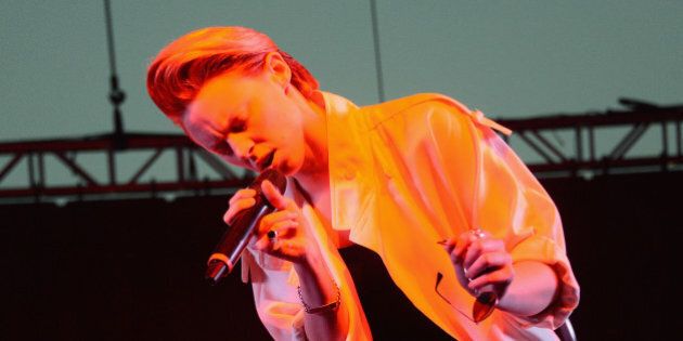 INDIO, CA - APRIL 14: La Roux performs onstage during day 3 of the 2013 Coachella Valley Music And Arts Festival at The Empire Polo Club on April 14, 2013 in Indio, California. (Photo by Jason Kempin/Getty Images for Coachella)