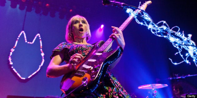 CHICAGO, IL - APRIL 02: Ritzy Bryan of The Joy Formidable performs at the Vic Theatre on April 2, 2013 in Chicago, Illinois. (Photo by Timothy Hiatt/Getty Images)