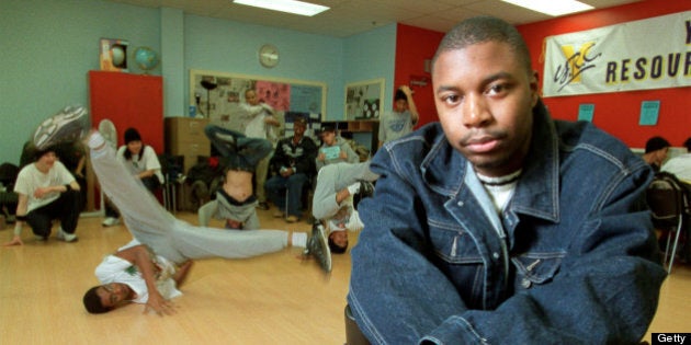 Spoken word performer Dwayne Morgan performs for Black History Month. Previews this weekend launches with Kuumba festival at Harbourfront. Dwayne volounters at the youth centre at Scaborough Town Centre.pics were taken there with neighbourhood kids doing break dancing in back. (Photo by Mike Slaughter/Toronto Star via Getty Images)