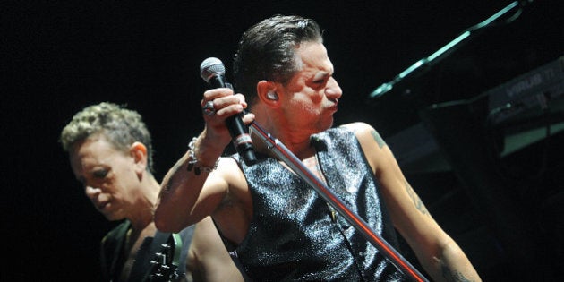 TORONTO, ON - SEPTEMBER 01: Dave Gahan and Martin Gore of Depeche Mode on stage during 'The Delta Machine Tour' at the Molson Canadian Amphitheatre on September 1, 2013 in Toronto, Canada. (Photo by Jag Gundu/Getty Images)