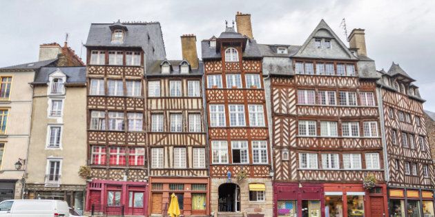 Old half-timbered buildings in Rennes, Brittany, France