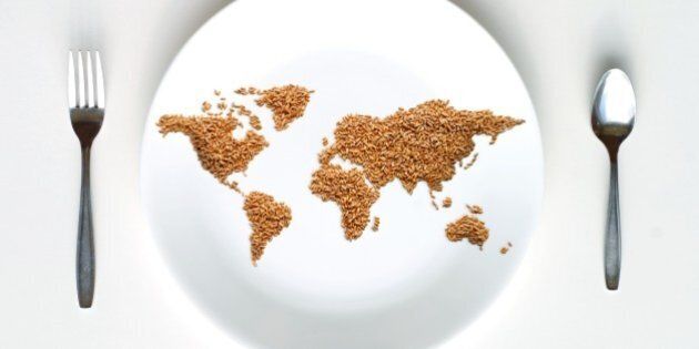 World Map of Grain on Plate