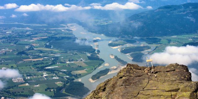 A breathtaking view to Great Vancouver Area in Fraser River valley from the top of Mount Cheam peak (2,104m)