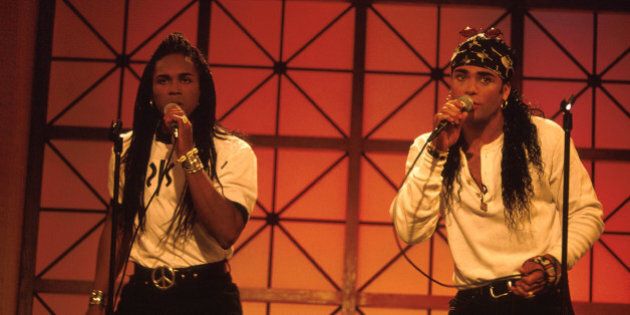 Pop duo Milli Vanilli (L-R) Fabrice Morvan and Rob Pilatus performing. (Photo by Time Life Pictures/DMI/Time Life Pictures/Getty Images)