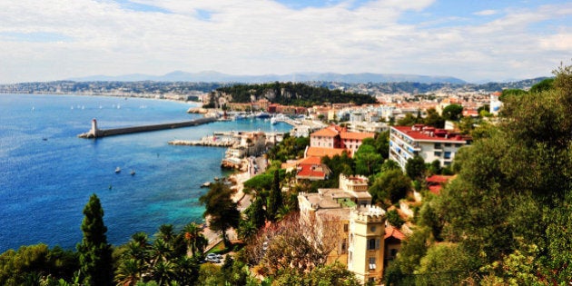 Panoramic view of Nice and the lighthouse in the French Riviera