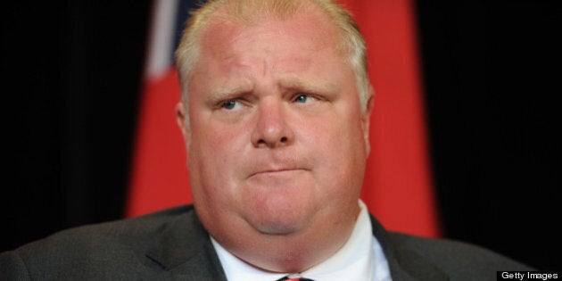 Mayor Rob Ford speaks to media after his meeting with Premier Dalton McGuinty , Police Chief Bill Blair, and other officials at Queens Park to discuss ways to reduce gun crimes in the city on July 23 2012 .VINCE TALOTTA/TORONTO STAR (Photo by Vince Talotta/Toronto Star via Getty Images)