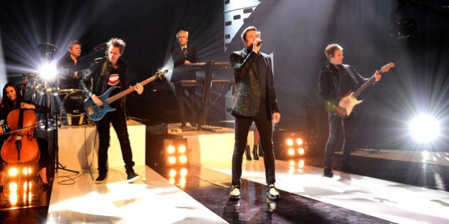 Duran Duran during filming of the Graham Norton Show at The London Studios, south London, to be aired on BBC One on Friday evening.