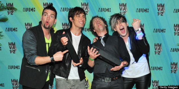TORONTO, ON - JUNE 17: Marianas Trench pose in the press room at the 23nd Annual MuchMusic Video Awards at the MuchMusic HQ on June 17, 2012 in Toronto, Canada. (Photo by George Pimentel/WireImage)