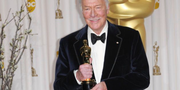 Christopher Plummer pose in the press room at the 84th Annual Academy Awards held at the Kodak Theater in Hollywood, California on February 26, 2012.