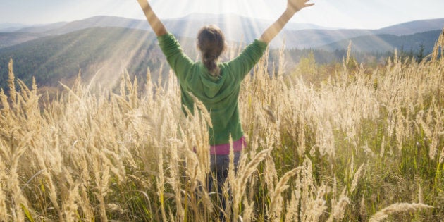 happy young girl enjoying the...