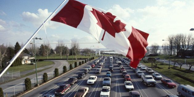 Car Lineup at Canadian Border