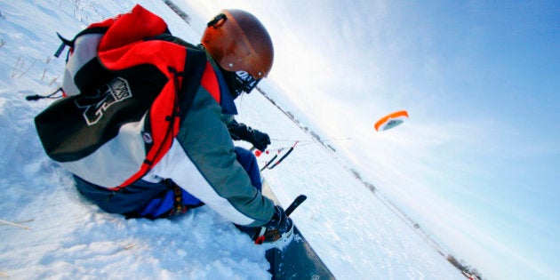 CARMORE, CANADA - MARCH 2010: Andy Wasinger rides across a field on March 15, 2010 in Southern Alberta,...