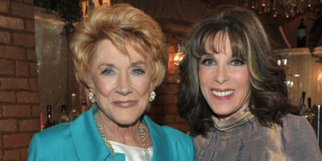 LOS ANGELES, CA - MARCH 24: Actress Jeanne Cooper and actress Kate Linder attend CBS' 'Young and the Restless' 38th Anniversary cake cutting on March 24, 2011 in Los Angeles, California. (Photo by Alberto E. Rodriguez/Getty Images)