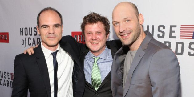 NORTH HOLLYWOOD, CA - APRIL 25: Actor Michael Kelly, executive producer Beau Willimon and actor Corey Stoll attend Netflix's 'House of Cards' For Your Consideration Q&A on April 25, 2013 at the Leonard H. Goldenson Theatre in North Hollywood, California. (Photo by Jesse Grant/Getty Images for Netflix)