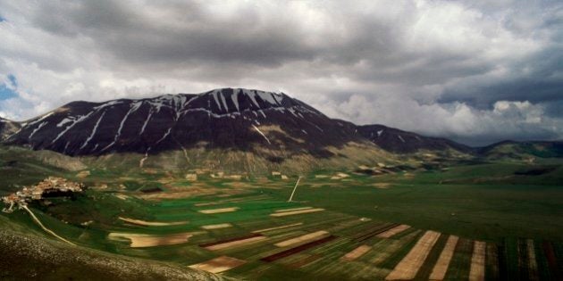 ITALY - CIRCA 2016: Pian Grande with Mount Vettore in the background, Sibillini Mountains national park, Umbria, Italy. (Photo by DeAgostini/Getty Images)