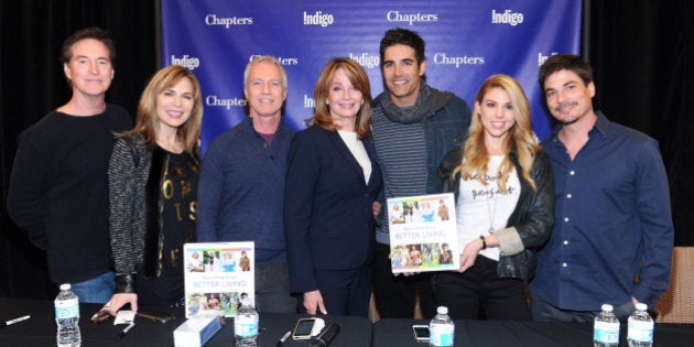 TORONTO, ON - MARCH 18: (L-R) Drake Hogestyn, Lauren Koslow, Greg Meng, Deidre Hall, Galen Gering, Kate Mansi and Bryan Dattilo attend the 'Days Of Our Lives Better Living' Cast Member Signing on March 18, 2014 in Toronto, Canada. (Photo by George Pimentel/WireImage)