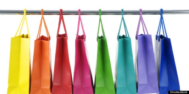 colorful shopping bags on white ...