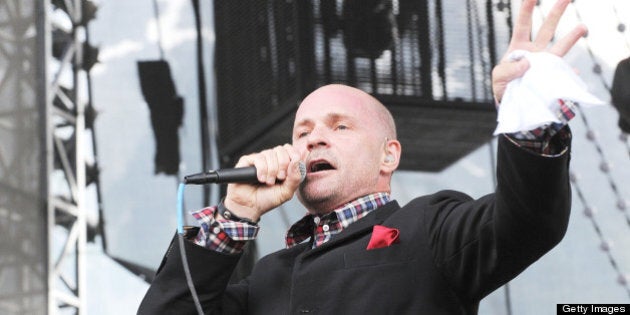 PEMBERTON, CANADA - JULY 26: Vocalist Gordon Downie of The Tragically Hip performs on day two of the 2008 Pemberton Music Festival on July 26, 2008 in Pemberton, British Columbia, Canada. (Photo by C Flanigan/WireImage)