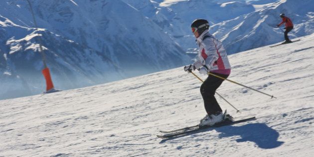 Skier on the slope ski resort Zell am See, Austrian