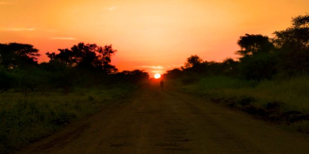 Walking at sunset. South Sudan.