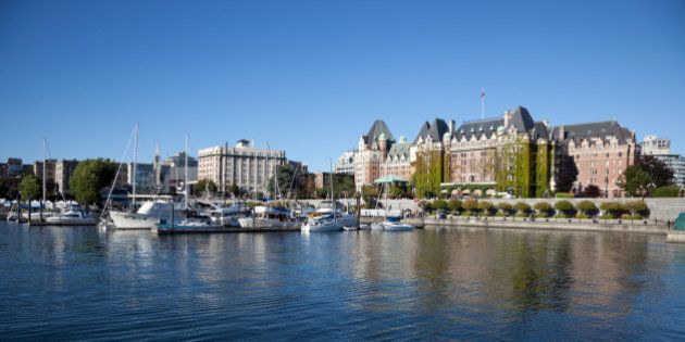 View from the sea at the Inner Harbour of Victoria, British Columbia, Canada.