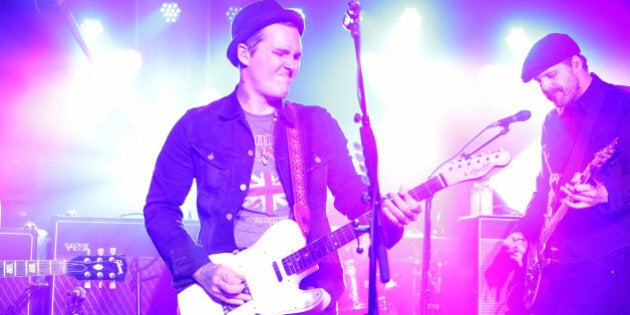 NEW YORK, NY - AUGUST 07: Brian Fallon of The Gaslight Anthem performs onstage at John Varvatos Bowery Live Presents The Gaslight Anthem on August 7, 2014 in New York City. (Photo by Neilson Barnard/Getty Images for John Varvatos)