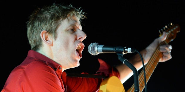 LAS VEGAS, NV - JUNE 26: Singer/guitarist Britt Daniel of Spoon performs as the band kicks off its tour in support of the upcoming album 'They Want My Soul' at Brooklyn Bowl Las Vegas at The LINQ on June 26, 2014 in Las Vegas, Nevada. (Photo by Ethan Miller/Getty Images)