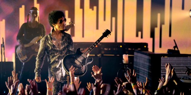VANCOUVER, BC - APRIL 15: (Exclusive Coverage) Prince and 3RDEYEGIRL perform at Vogue Theatre on April 15, 2013 in Vancouver, Canada. (Photo By Kevin Mazur/WireImage for NPG Records 2013)