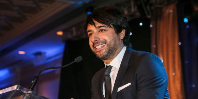 THORNHILL, ON - JANUARY 25: CBC's Jian Ghomeshi (centre) was the emcee at the 2014 Parya Trillium Foundation Gala was held at Le Parc Conference and Banquet Centre in Thornhill January 25, 2014. (David Cooper/Toronto Star via Getty Images)