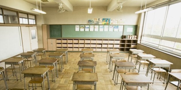 Chairs and desks in a classroom