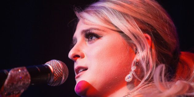 SEATTLE, WA - FEBRUARY 14: Meghan Trainor performs on stage during 'That Bass Tour' at the Neptune Theatre on February 14, 2015 in Seattle, Washington. (Photo by Mat Hayward/Getty Images)