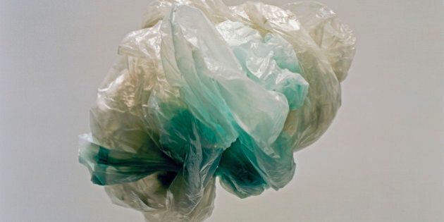 Crumpled plastic bag, studio shot