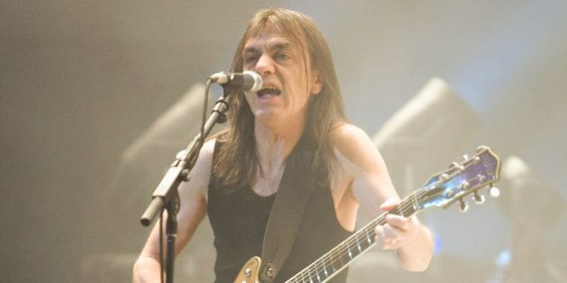 INDIANAPOLIS - NOVEMBER 03: Malcolm Young of the Australian rock band AC/DC performs in concert on their 'Black Ice World Tour' at the Conseco Fieldhouse on November 3, 2008 in Indianapolis. (Photo by Joey Foley/FilmMagic)