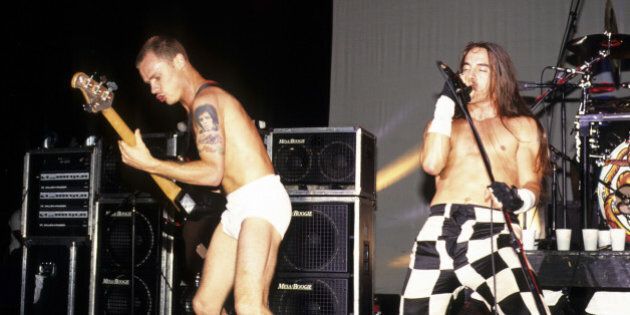 Red Hot Chili Peppers perform at Lollapalooza, Waterloo, New Jersey, August 1, 1991. (Photo by Steve Eichner/Getty Images)